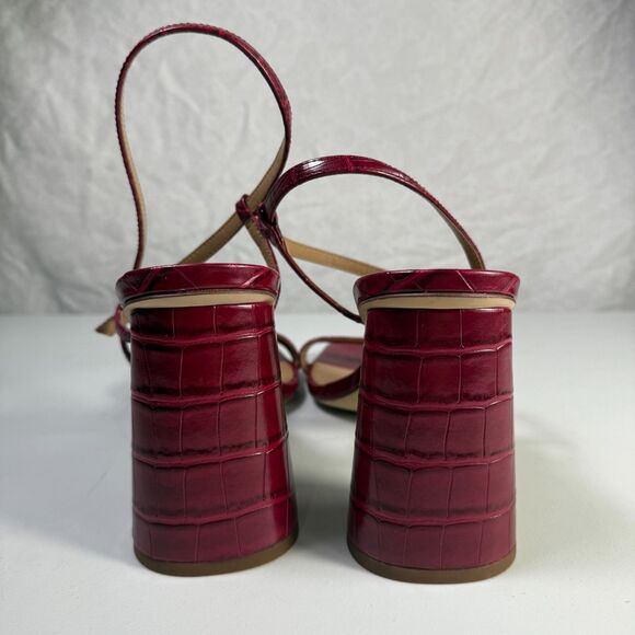 NWOB Sam Edelman Kit Red Croco Open Squared Toe Dress Strap Heeled Sandals Sz 10 - Picture 5 of 5